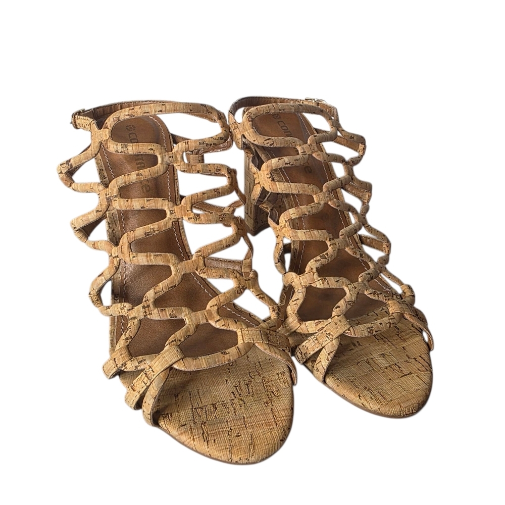 Constance Womens Cork Sandals Strappy Heels Size 38 EUR